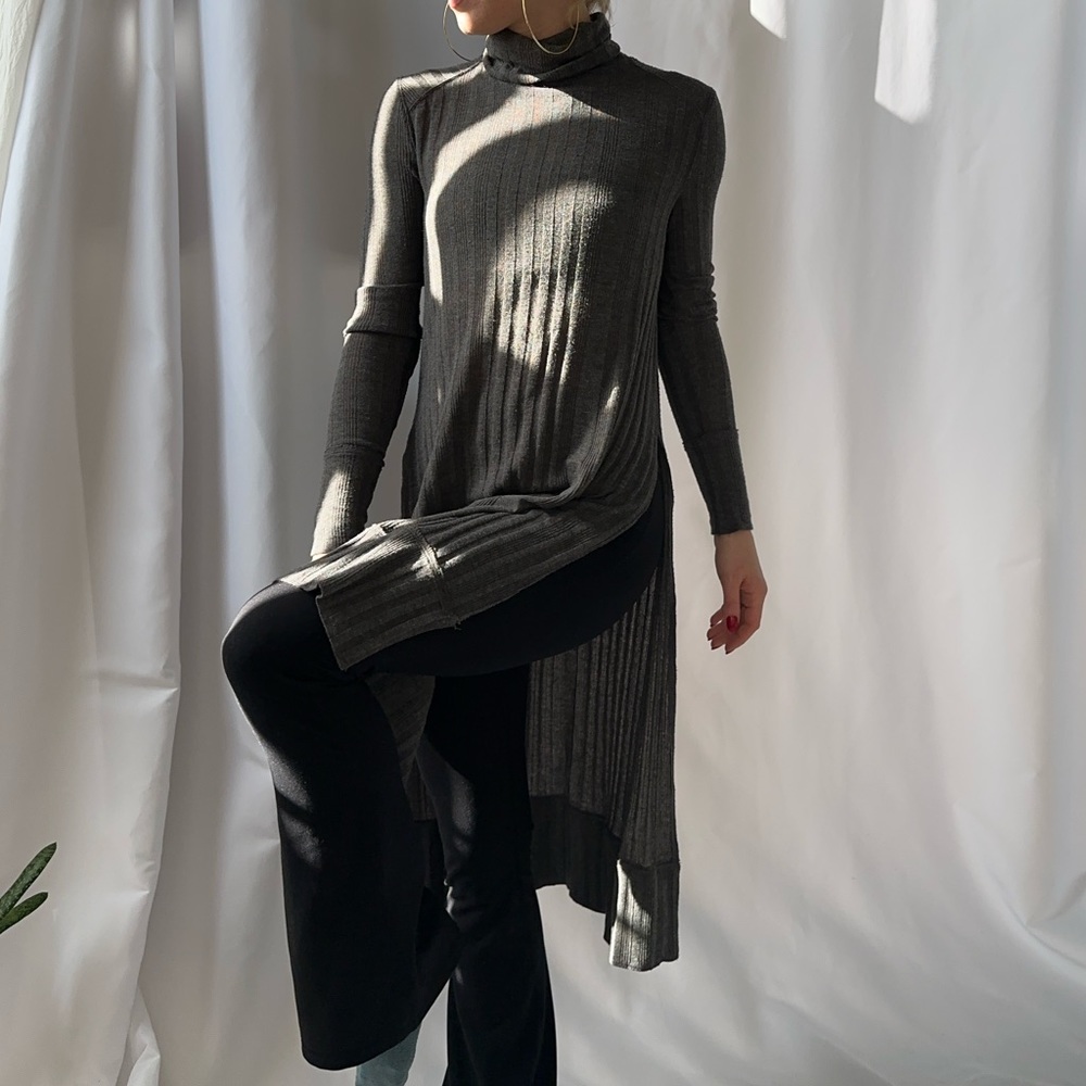 Free people turtle neck open slit dress